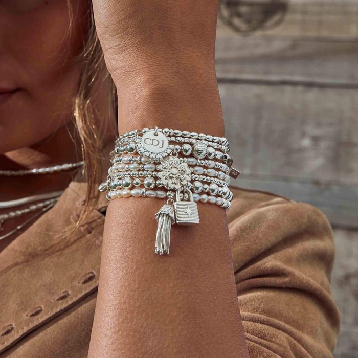 Mini Small Ball Padlock Bracelet - Silver - SBMSB3081