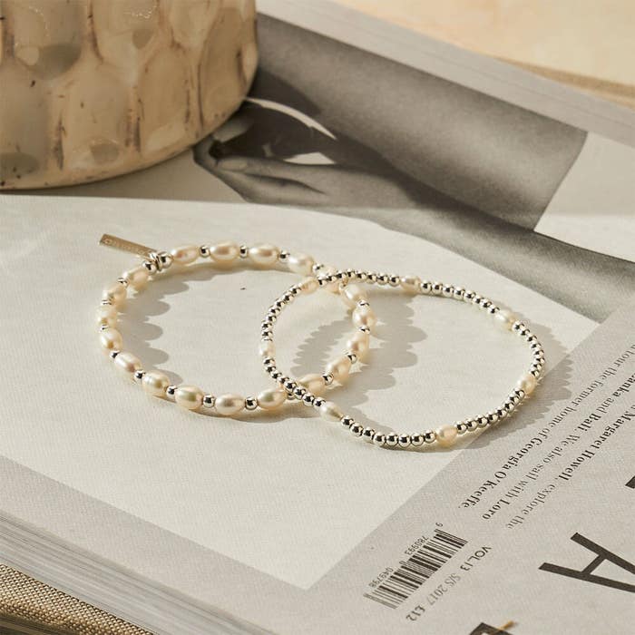Pearl Set Of 2 Bracelets Silver SBSETP Sarah Layton