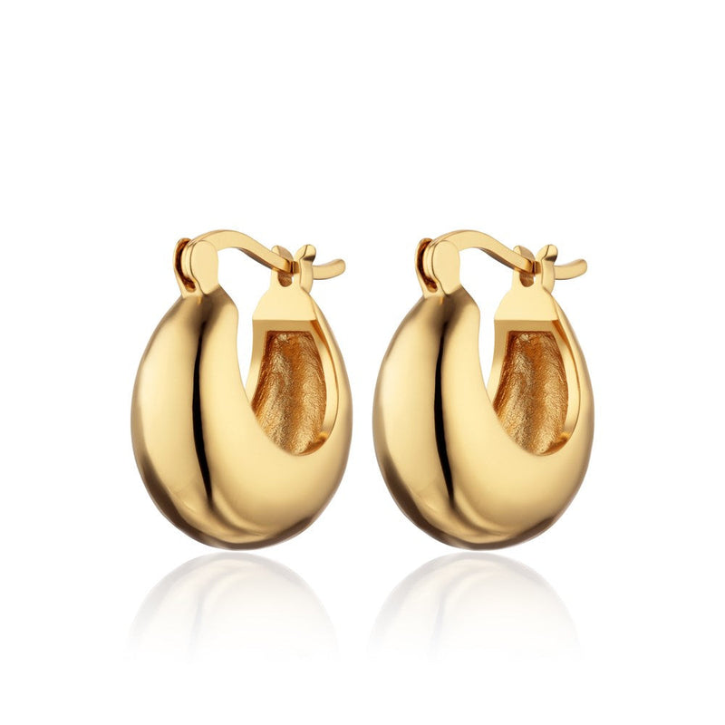 Chunky Pillow Hoop Earrings - Gold - SPG-257