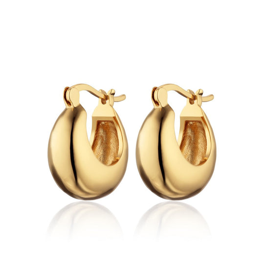 Chunky Pillow Hoop Earrings - Gold - SPG-257