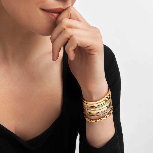 Pretty Bangle with Hearts, Small - Gold - 029503/006