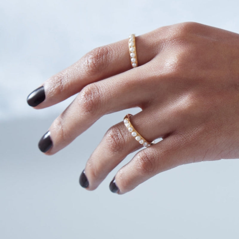 Studded Pearl Ring - Gold