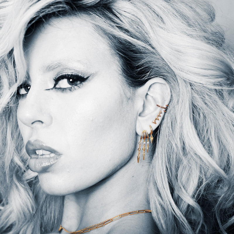 Rebel Charm Hoop Earrings - Gold - SPG-203a