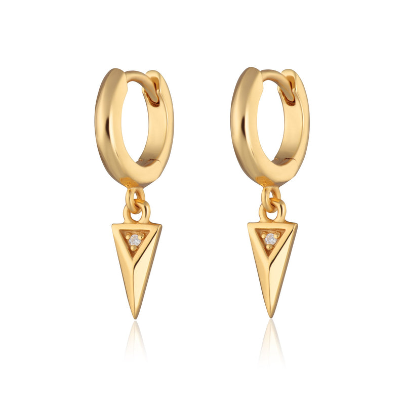 Rebel Charm Hoop Earrings - Gold - SPG-203a