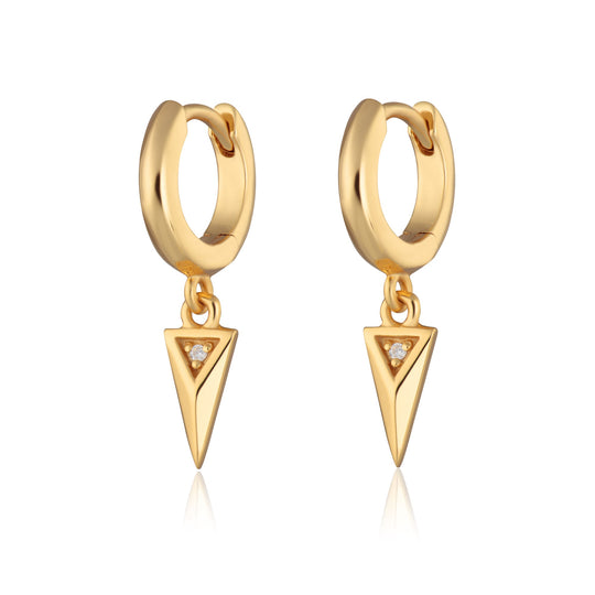 Rebel Charm Hoop Earrings - Gold - SPG-203a