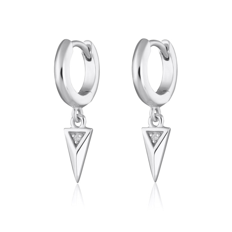 Rebel Charm Hoop Earrings - Silver - SPS-203a