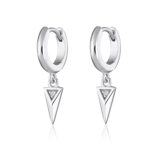 Rebel Charm Hoop Earrings - Silver - SPS-203a