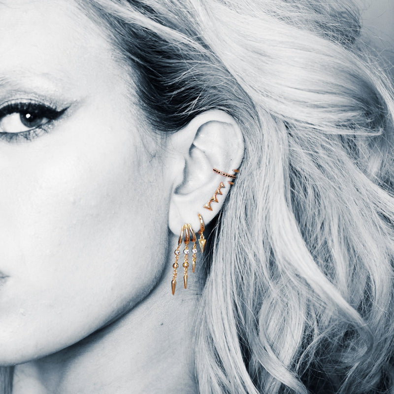 Rebel Ear Climber Earrings - Gold - SPG-247a