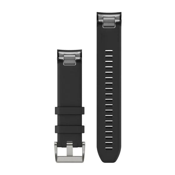 QuickFit Watch Strap, 22mm - Black Silicone (Silver)