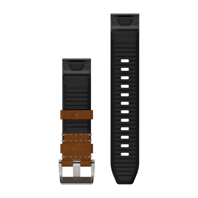 QuickFit Watch Strap, 22mm - Brown/Black Leather/FKM Hybrid