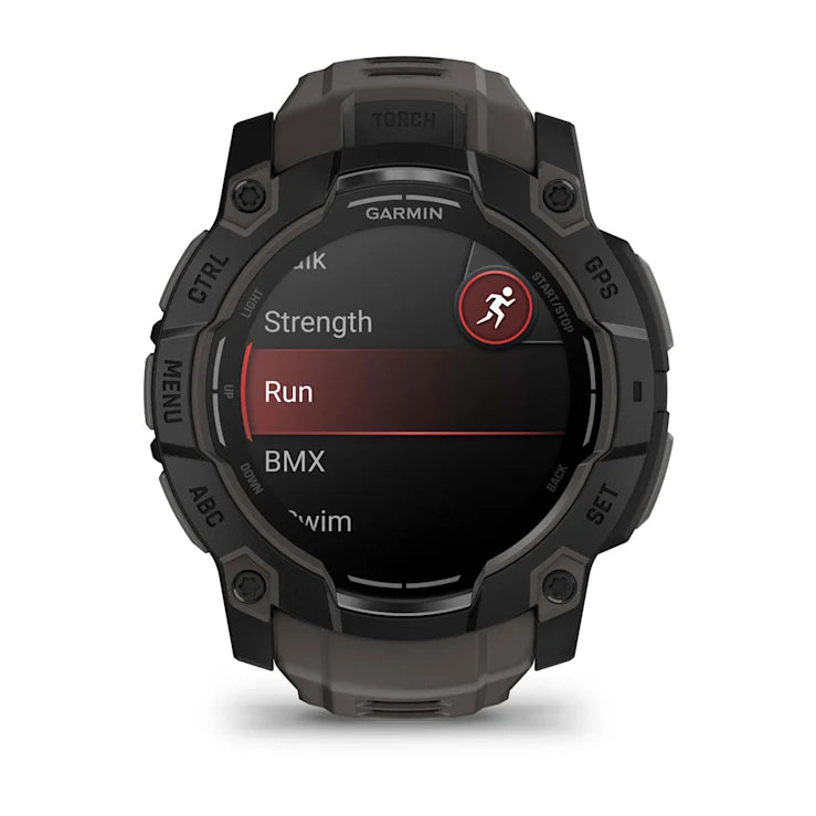 Instinct 3 – 50 mm GPS Smartwatch, AMOLED, Black with Charcoal Band - 010-03020-00