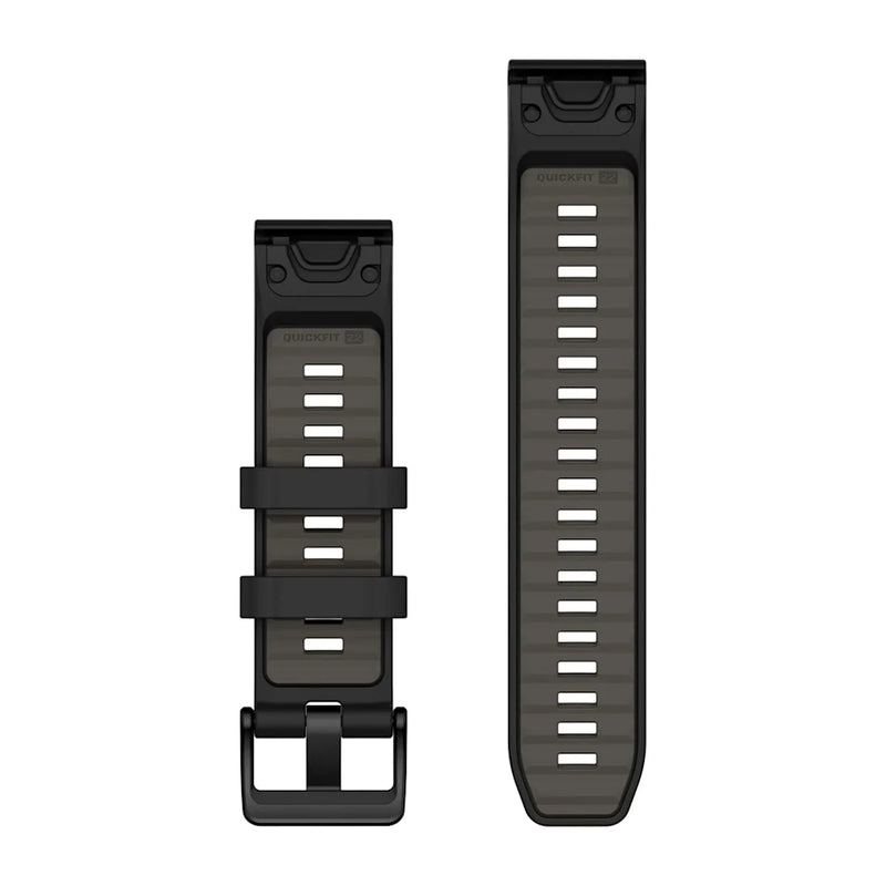 QuickFit Watch Strap, 22mm - Black/Pebble Grey Silicone