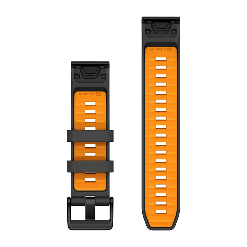 QuickFit Watch Strap, 22mm - Graphite/Spark Orange Silicone