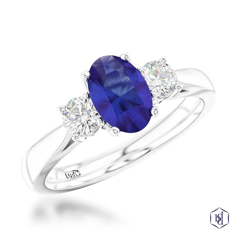 Platinum Royal Oval Cut Sapphire Ring- 1.28ct