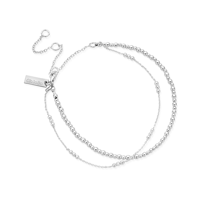 Mini Cute Triple Bobble Chain Anklet - Silver - SANMCTBB
