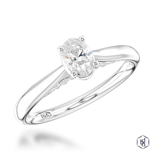Platinum Oxford Oval Cut Diamond Engagement Ring - 0.57ct