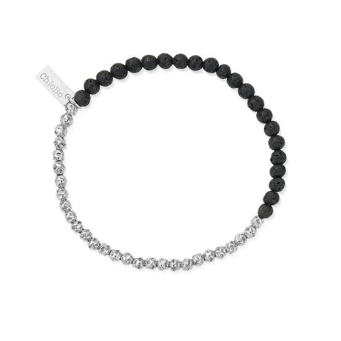 Men's Black Lava Principal Bracelet - Silver - SBBLHAMM