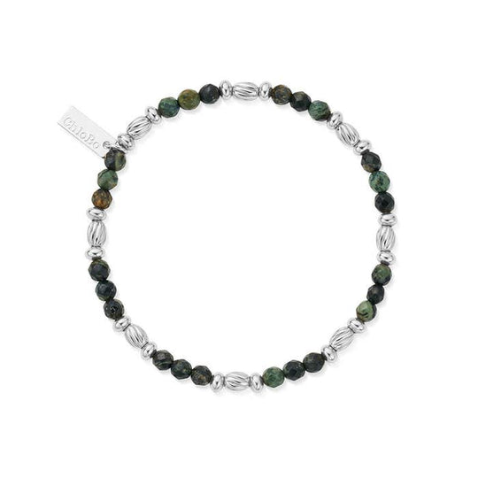 Men's Kambaba Jasper Twisted Rice Bracelet - Silver - SBKJTOM