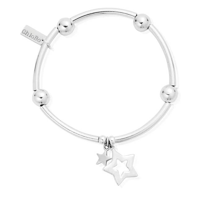 Noodle Ball Double Star Bracelet - Silver - SBNB806812