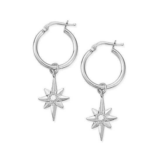 Lucky Star Hoop Earrings - Silver - SEH2066