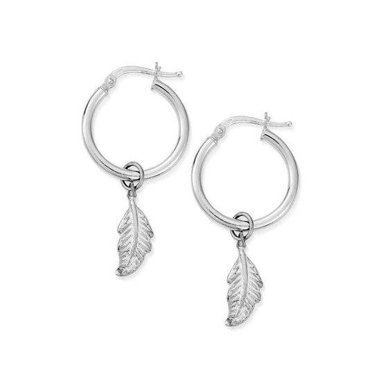 Didi Feather Hoop Earrings - Silver - SEH725