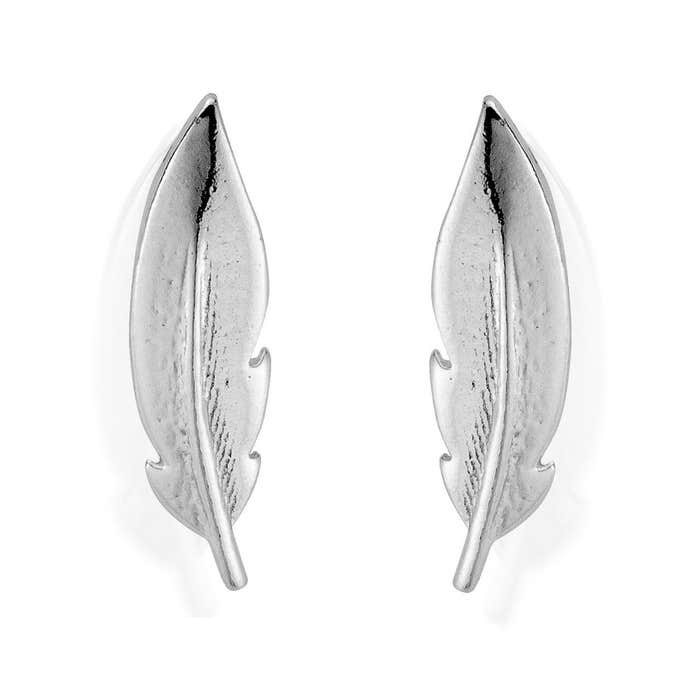 Cuff Feather Earrings - Silver - SEST728