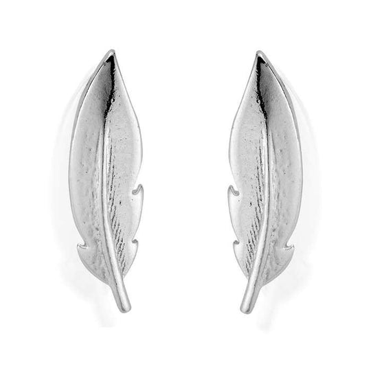 Cuff Feather Earrings - Silver - SEST728