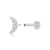 Sparkling Crescent Moon Flat Back Earring (Single Earring) - Silver - SPS-47a