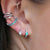 Turquoise Teardrop Huggie Hoop Earrings - Silver - SPS-382