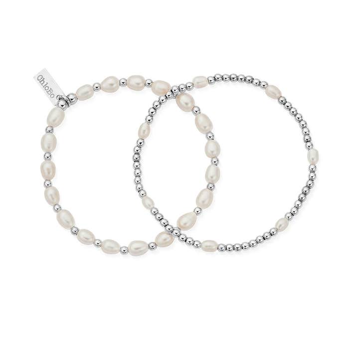 Pearl Set Of 2 Bracelets - Silver - SBSETP
