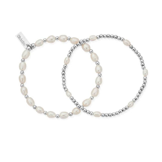 Pearl Set Of 2 Bracelets - Silver - SBSETP