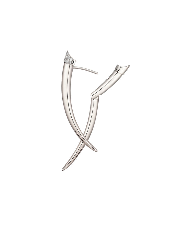 Sabre Crossover Diamond Earrings - Silver - SA025.SSWHEOS