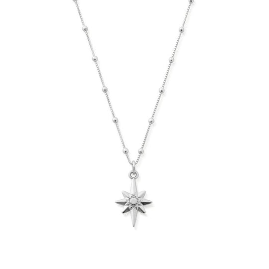 Bobble Chain Lucky Star Necklace - Silver - SNBB2066