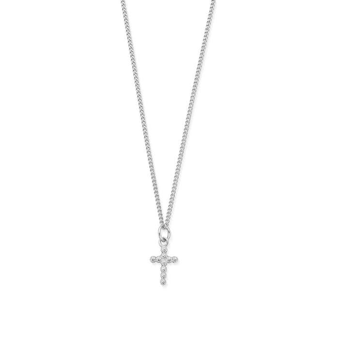 Men's Curb Chain Cross Necklace - Silver - SNCC13336M