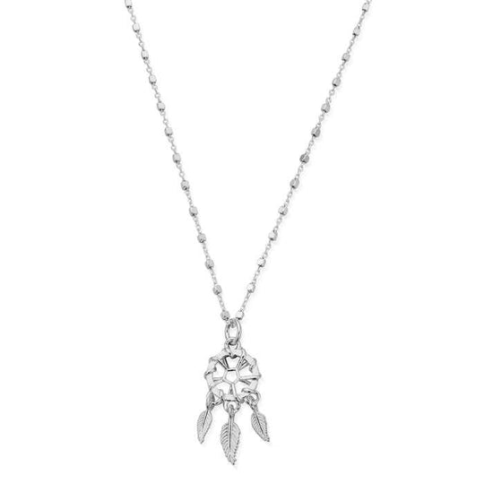 Delicate Cube Chain Dream Catcher Necklace - Silver - SNDC3290