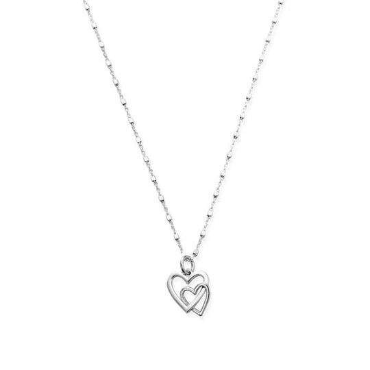 Interlocking Love Heart Necklace - Silver - SNDC572