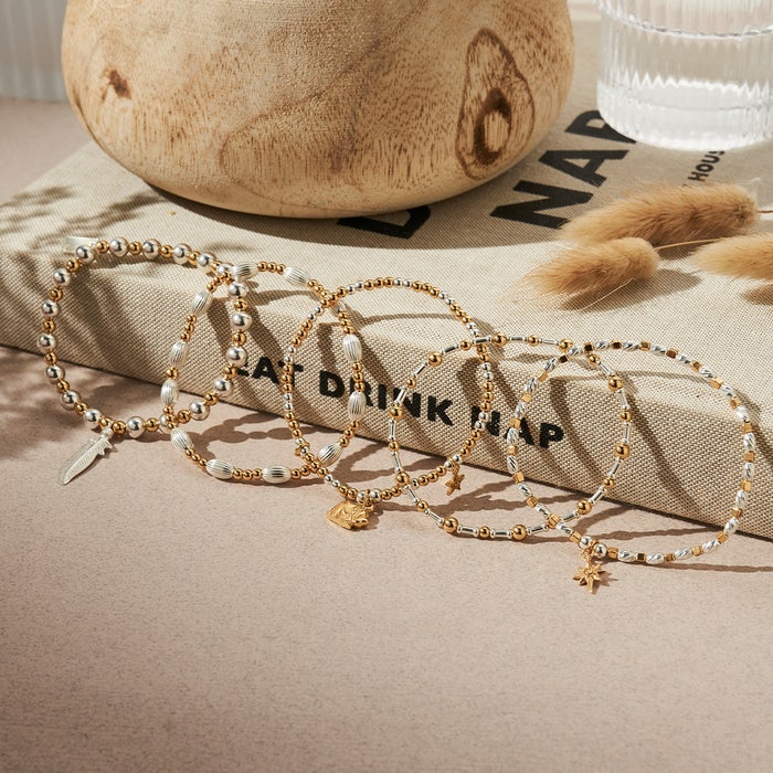Lucky Stack Of 5 Bracelets - Gold/Silver - GMBSTA5L