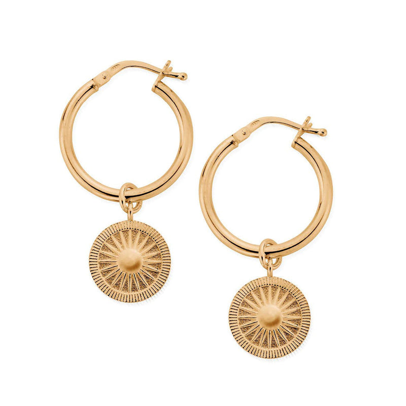 Sun Catcher Hoop Earrings - Gold - GEH3199