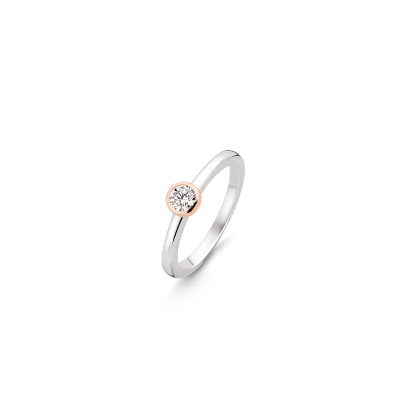 Solitaire Ring - Silver/Rose Gold