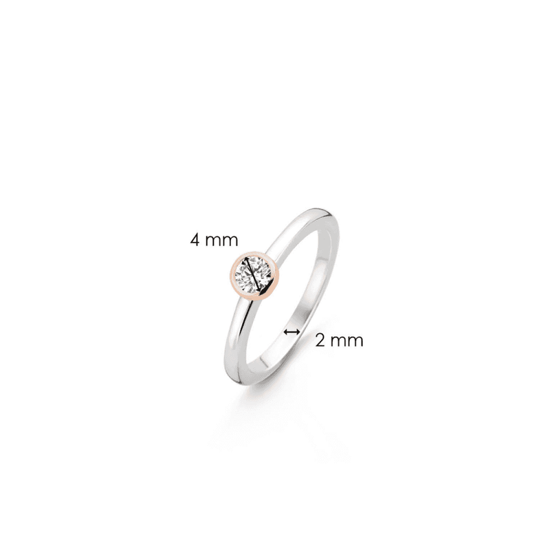 Solitaire Ring - Silver/Rose Gold