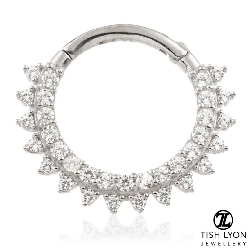 Pavé Diamond Daith Septum Ring - 14ct White Gold - TLDADAITH1-1.2-9-W-14K