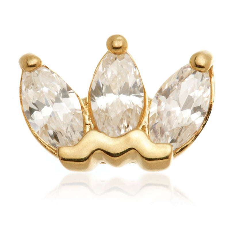 Internal Marquise Triple Gem Attachment - 14ct Yellow Gold - TLQ134-14K-Y