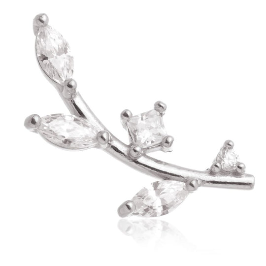 Internal Gem Leaf Attachment Earring - 14ct White Gold - TLQ35-14K-W