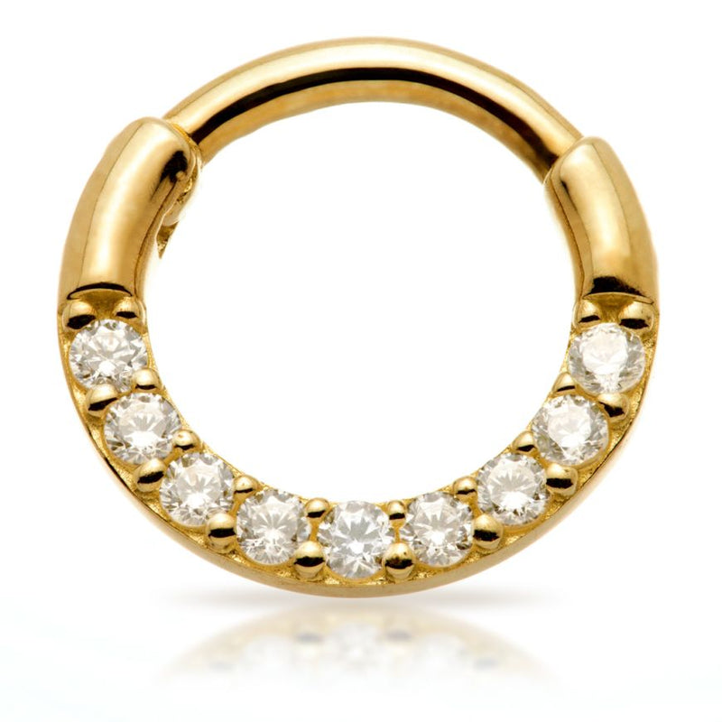 Pavé Gems Daith Septum Ring - 14ct Yellow Gold - TLSEP2-14K-Y-1.2-10