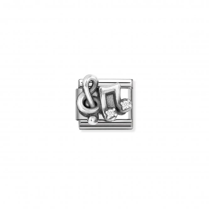 Composable Classic Treble Clef Music Note & CZ Link - Silver - 330323/12
