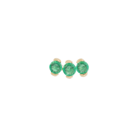 Triple Reverse Emerald Set Stud Earring, 6.5mm Screw Back - 9ct Yellow Gold - ST-REV-TR-EM-SC6.5