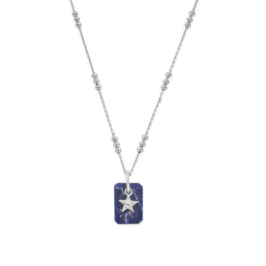 Triple Bobble Chain Sodalite Star Necklace - Silver - SNTBB3382