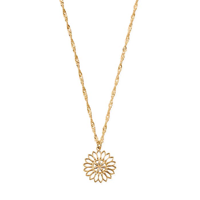 Twisted Rope Chain Flower Mandala Necklace - Gold - GNTR3279