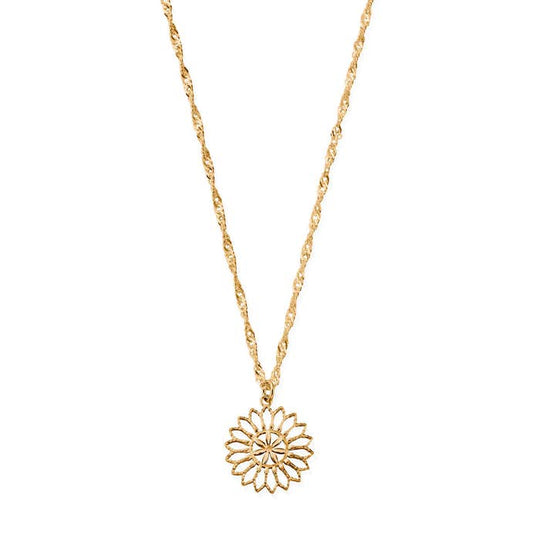 Twisted Rope Chain Flower Mandala Necklace - Gold - GNTR3279