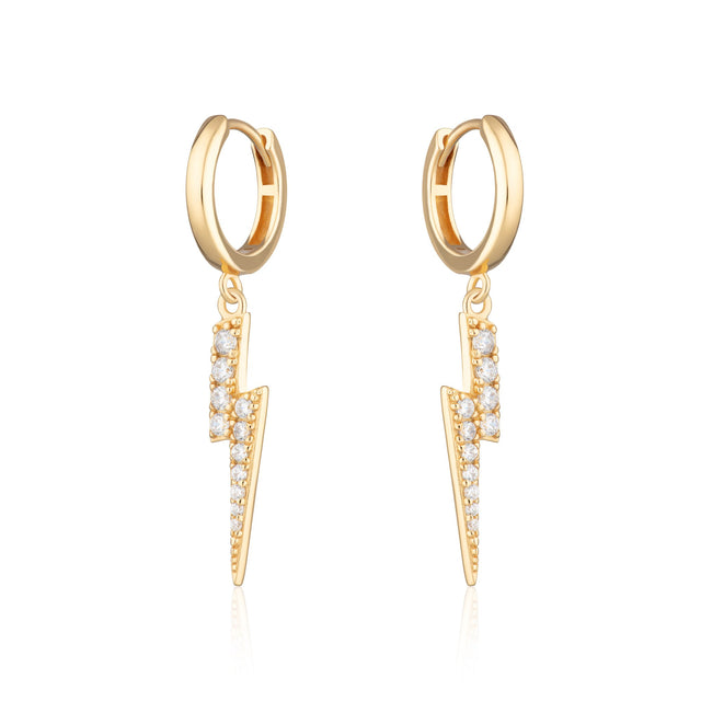 Lightning Hoop Earrings - Gold - SPG-259